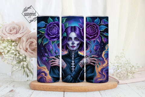 Sugar Skull Girl 20oz Tumbler Wrap Sublimation sassyprint 