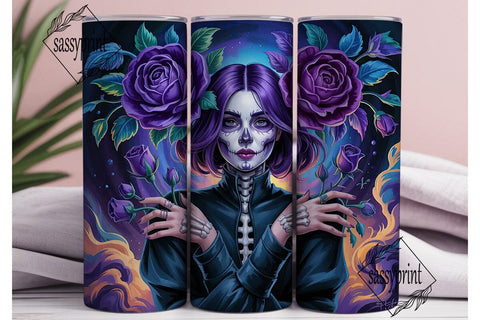 Sugar Skull Girl 20oz Tumbler Wrap Sublimation sassyprint 
