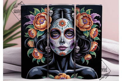 Sugar Skull Girl 20oz Tumbler Wrap Sublimation sassyprint 