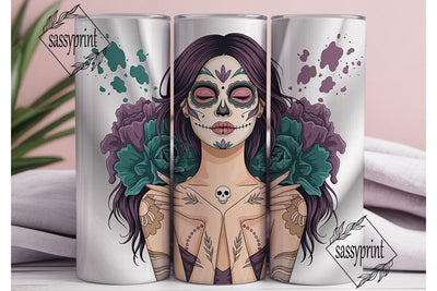 Sugar Skull Girl 20oz Tumbler Wrap Sublimation sassyprint 