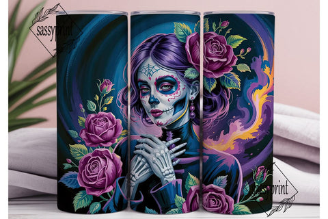 Sugar Skull Girl 20oz Tumbler Wrap Sublimation sassyprint 