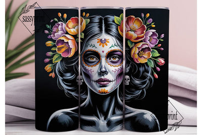 Sugar Skull Girl 20oz Tumbler Wrap Sublimation sassyprint 