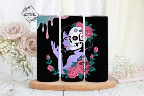 Sugar Skull Girl 20oz Tumbler Wrap Sublimation sassyprint 
