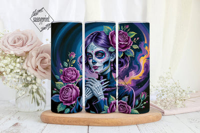 Sugar Skull Girl 20oz Tumbler Wrap Sublimation sassyprint 