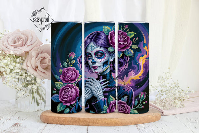 Sugar Skull Girl 20oz Tumbler Wrap Sublimation sassyprint 