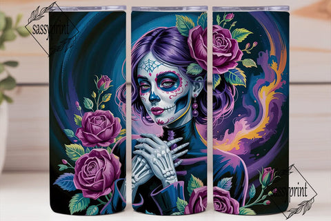 Sugar Skull Girl 20oz Tumbler Wrap Sublimation sassyprint 