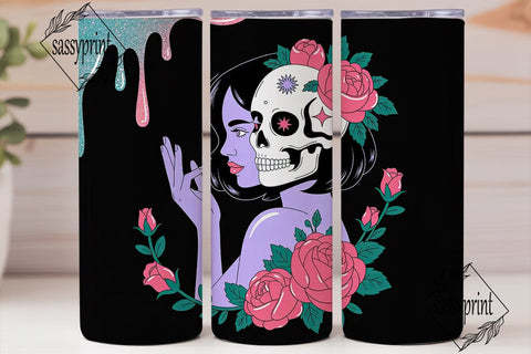 Sugar Skull Girl 20oz Tumbler Wrap Sublimation sassyprint 