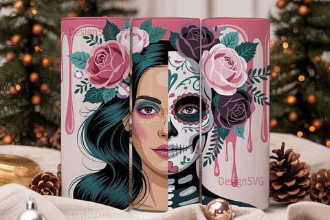 Sugar Skull Glam 20oz Tumbler Wrap Sublimation DesignSVG 