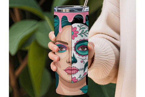 Sugar Skull Glam 20oz Tumbler Wrap Sublimation DesignSVG 
