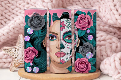 Sugar Skull Glam 20oz Tumbler Wrap Sublimation DesignSVG 