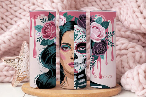 Sugar Skull Glam 20oz Tumbler Wrap Sublimation DesignSVG 
