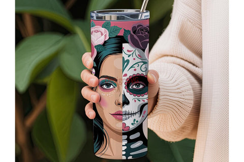Sugar Skull Glam 20oz Tumbler Wrap Sublimation DesignSVG 