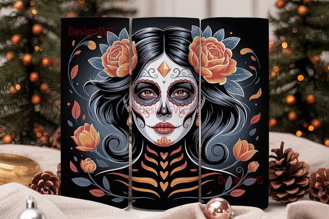 Sugar Skull Gothic 20oz Tumbler Wrap Sublimation DesignSVG 