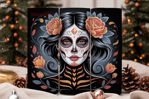 Sugar Skull Gothic 20oz Tumbler Wrap Sublimation DesignSVG 