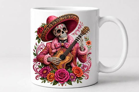 Sugar Skull Guitarist PNG, Dia de los Muertos Sublimation Design SVG BillahCrafts 