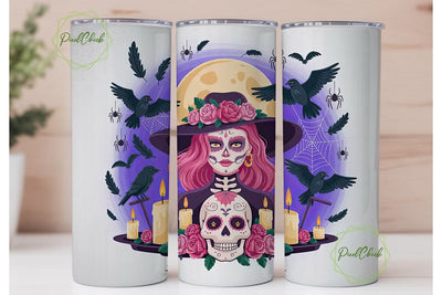 Sugar Skull Halloween 20oz Tumbler Wrap Sublimation PixelChick 