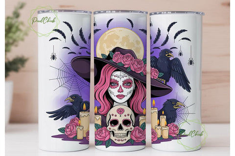 Sugar Skull Halloween 20oz Tumbler Wrap Sublimation PixelChick 