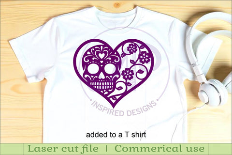 Sugar skull heart wall sign, SVG file. SVG APInspireddesigns 