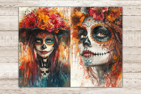 Sugar Skull Junk Journal Pages | Halloween Ephemera SVG GlamArtZhanna 