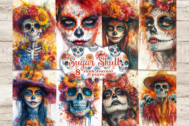 Sugar Skull Junk Journal Pages | Halloween Ephemera SVG GlamArtZhanna 