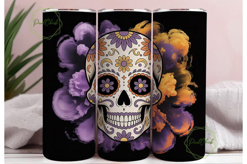 Sugar Skull Mandala 20oz Tumbler Wrap Sublimation PixelChick 