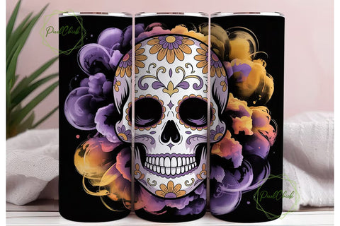 Sugar Skull Mandala 20oz Tumbler Wrap Sublimation PixelChick 