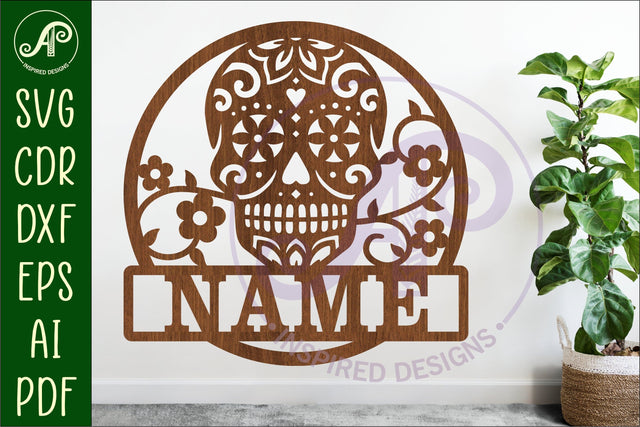 Sugar skull name wall art sign SVG APInspireddesigns 