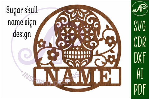 Sugar skull name wall art sign SVG APInspireddesigns 