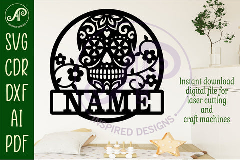 Sugar skull name wall art sign SVG APInspireddesigns 