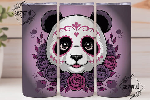 Sugar Skull Panda 20oz Tumbler Wrap Sublimation sassyprint 