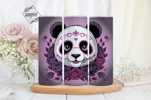 Sugar Skull Panda 20oz Tumbler Wrap Sublimation sassyprint 