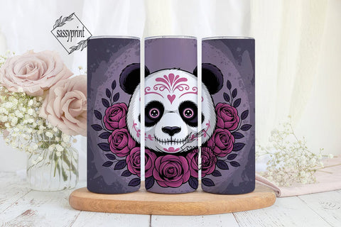 Sugar Skull Panda 20oz Tumbler Wrap Sublimation sassyprint 