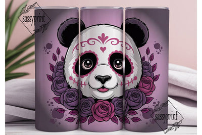 Sugar Skull Panda 20oz Tumbler Wrap Sublimation sassyprint 