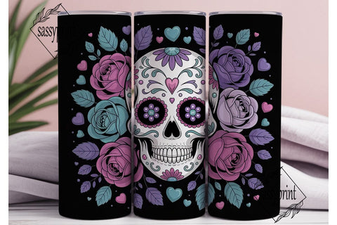 Sugar Skull Rose Tumbler Wrap Sublimation sassyprint 