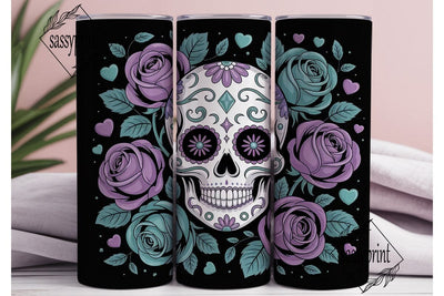 Sugar Skull Rose Tumbler Wrap Sublimation sassyprint 