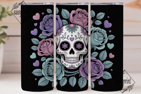 Sugar Skull Rose Tumbler Wrap Sublimation sassyprint 