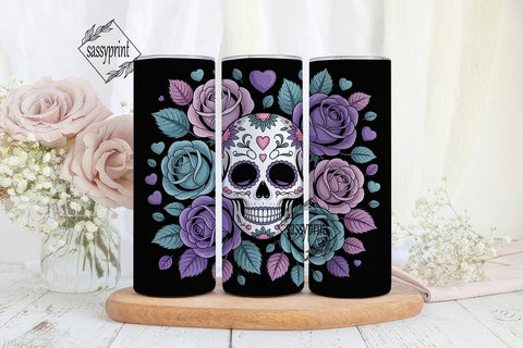 Sugar Skull Rose Tumbler Wrap Sublimation sassyprint 