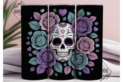 Sugar Skull Rose Tumbler Wrap Sublimation sassyprint 