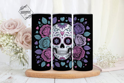 Sugar Skull Rose Tumbler Wrap Sublimation sassyprint 