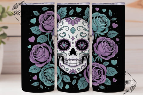 Sugar Skull Rose Tumbler Wrap Sublimation sassyprint 