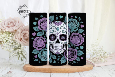 Sugar Skull Rose Tumbler Wrap Sublimation sassyprint 