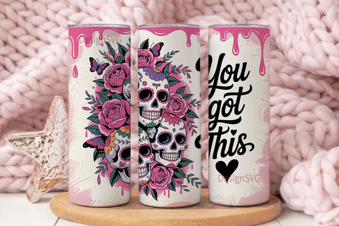 Sugar Skull & Roses 20oz Tumbler Wrap Sublimation DesignSVG 