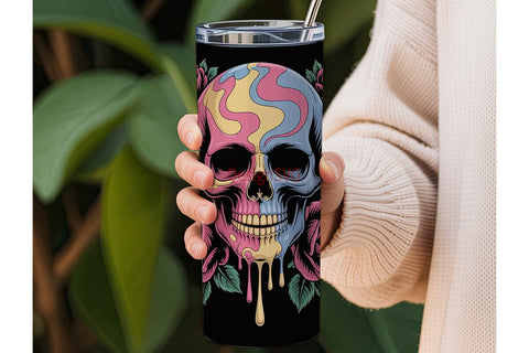 Sugar Skull Roses 20oz Tumbler Wrap Sublimation DesignSVG 