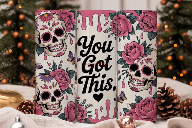 Sugar Skull & Roses 20oz Tumbler Wrap Sublimation DesignSVG 