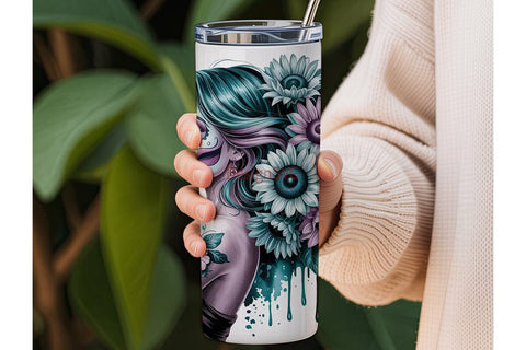 Sugar Skull Sunflower 20oz Tumbler Wrap Sublimation DesignSVG 