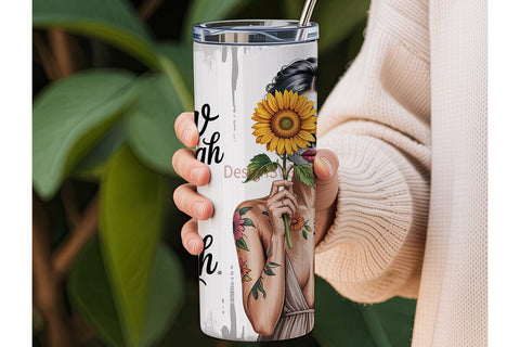 Sugar Skull Sunflower Tumbler Wrap Sublimation DesignSVG 