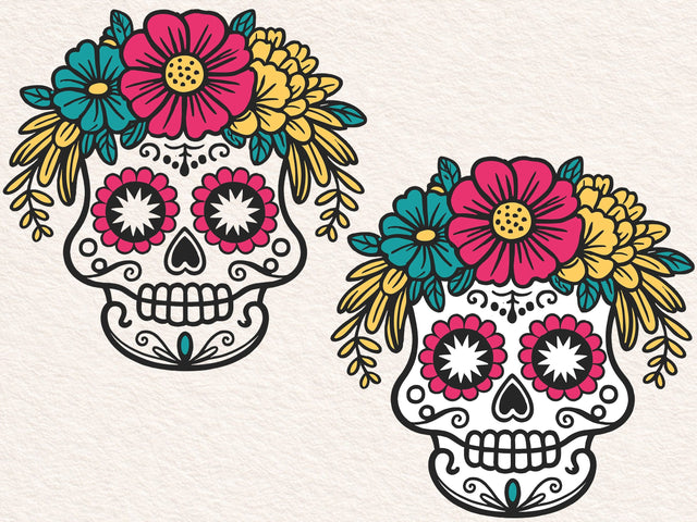 Sugar Skull SVG, Sugar Skull Cut File, Sugar Skull Clipart, Day of the Dead svg, dia de los muertos svg, Sugar Skull png, Halloween svg SVG DesignDestine 