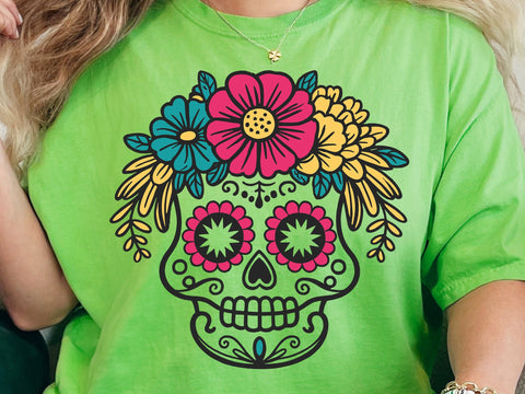 Sugar Skull SVG, Sugar Skull Cut File, Sugar Skull Clipart, Day of the Dead svg, dia de los muertos svg, Sugar Skull png, Halloween svg SVG DesignDestine 