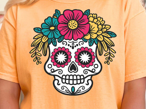 Sugar Skull SVG, Sugar Skull Cut File, Sugar Skull Clipart, Day of the Dead svg, dia de los muertos svg, Sugar Skull png, Halloween svg SVG DesignDestine 