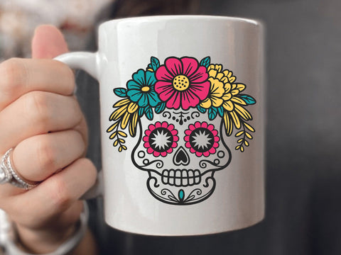 Sugar Skull SVG, Sugar Skull Cut File, Sugar Skull Clipart, Day of the Dead svg, dia de los muertos svg, Sugar Skull png, Halloween svg SVG DesignDestine 